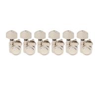 Musiclily Pro R18K-07 6 inline 18:1 Full Sealed 2-Pin Locking Tuners Nickel | Machine Heads Tuning Pegs Keys, with Hex Button, for Fender Strat Tele Style Electric Guitar