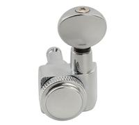Musiclily Pro R18K-12 Sealed 18:1 Locking 2-Pin Treble Side Tuner Chrome | Single, Machine Head Tuning Peg Key, with Vintage Oval Button, for Fender Strat Tele Style Electric Guitar