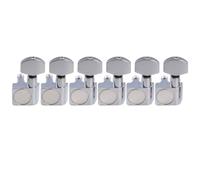 Musiclily Pro R18K-19 Lefty 6 inline 18:1 2-Pin Staggered Tuners Chrome | Full Sealed Machine Heads Tuning Pegs Keys, with Hex Button, for Fender Strat Tele Style Electric Guitar