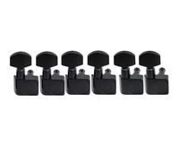 Musiclily Pro R18K-20 6 inline 18:1 2-Pin Staggered Guitar Tuners Black | Full Sealed Machine Heads Tuning Pegs Keys, with Hex Button, for Fender Strat Tele Style Electric Guitar
