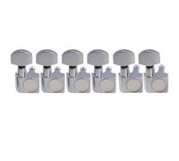 Musiclily Pro R18K-20 6 inline 18:1 2-Pin Staggered Guitar Tuners Chrome | Full Sealed Machine Heads Tuning Pegs Keys, with Hex Button, for Fender Strat Tele Style Electric Guitar