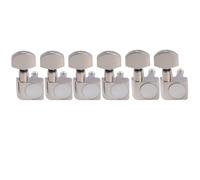 Musiclily Pro R18K-20 6 inline 18:1 2-Pin Staggered Guitar Tuners Nickel | Full Sealed Machine Heads Tuning Pegs Keys, with Hex Button, for Fender Strat Tele Style Electric Guitar