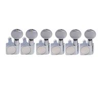 Musiclily Pro R18K-21 Lefty 6 inline 18:1 2-Pin Staggered Tuners Chrome | Full Sealed Machine Heads Tuning Pegs Keys, with Vintage Oval Button, for Fender Strat Tele Style Electric Guitar