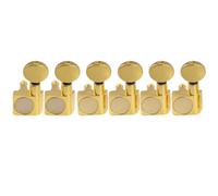 Musiclily Pro R18K-21 Lefty 6 inline 18:1 2-Pin Staggered Tuners Gold | Full Sealed Machine Heads Tuning Pegs Keys, with Vintage Oval Button, for Fender Strat Tele Style Electric Guitar