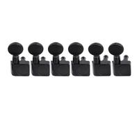 Musiclily Pro R18K-22 6 inline 18:1 2-Pin Staggered Guitar Tuners Black | Full Sealed Machine Heads Tuning Pegs Keys, with Vintage Oval Button, for Fender Strat Tele Style Electric Guitar