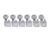 Musiclily Pro R18K-22 6 inline 18:1 2-Pin Staggered Guitar Tuners Chrome | Full Sealed Machine Heads Tuning Pegs Keys, with Vintage Oval Button, for Fender Strat Tele Style Electric Guitar