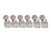 Musiclily Pro R18K-22 6 inline 18:1 2-Pin Staggered Guitar Tuners Nickel | Full Sealed Machine Heads Tuning Pegs Keys, with Vintage Oval Button, for Fender Strat Tele Style Electric Guitar
