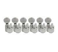 Musiclily Pro R18K 6-in-line 18:1 Ratio 2-Pin Full Sealed Locking Machine Heads Tuners Tuning Pegs Keys with Vintage Oval Button for Fender Strat Tele Style Electric Guitar, Chrome