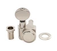 Musiclily Pro R18K Single 18:1 Ratio 2-Pin Full Sealed Locking Machine Head Bass Side Tuner Tuning Peg Key with Vintage Oval Button for Fender Strat Tele Style Electric Guitar, Nickel