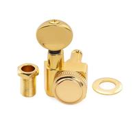 Musiclily Pro R18K Single 18:1 Ratio 2-Pin Full Sealed Locking Machine Head Bass Side Tuner Tuning Peg Key with Vintage Oval Button for Fender Strat Tele Style Electric Guitar, Gold