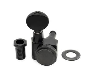 Musiclily Pro R18K Single 18:1 Ratio 2-Pin Full Sealed Locking Machine Head Bass Side Tuner Tuning Peg Key with Vintage Oval Button for Fender Strat Tele Style Electric Guitar, Black