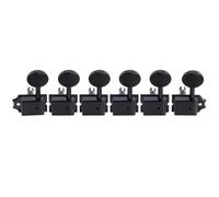 Musiclily Pro R18T-11 Lefty 6 inline 18:1 Split Shaft Vintage Tuners Black | Semi Closed Tuning Pegs Keys Machine Heads ,with Oval Button, for Fender Squier Strat Tele Style Electric Guitar