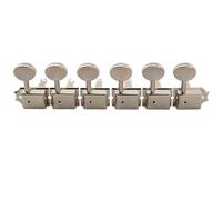 Musiclily Pro R18T-12 6 inline 18:1 Ratio Semi Closed Vintage Tuners Nickel | Machine Heads Tuning Pegs Keys, with Oval Button Split Shaft, for Fender Squier Strat Tele Style Electric Guitar