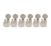 Musiclily Pro R18T-21 Left-Handed 6-in-line 18:1 Ratio 1-Pin Full Sealed Machine Heads Tuners Tuning Pegs Keys with Vintage Oval Button for Squier Strat Tele Style Electric Guitar, Nickel