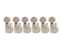 Musiclily Pro R18T-22 6-in-line 18:1 Ratio 1-Pin Full Sealed Machine Heads Tuners Tuning Pegs Keys with Vintage Oval Button for Squier Strat Tele Style Electric Guitar, Nickel
