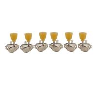 Musiclily Pro R18T 3R3L 18:1 Ratio Semi Closed Vintage Hybrid Style Locking Machine Heads Tuners Tuning Pegs Keys with Keystone Button for Acoustic Electric Guitar, Nickel