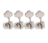 Musiclily Pro R21K Left-Handed 4 inline 21:1 Ratio Open Gear Tuners Nickel | Machine Heads Tuning Pegs Keys, with Clover Button, for Mexican MIM Fender PB JB Style Electric Bass