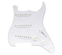 Musiclily Pro SE Pre-wired Standard SSS Pickguard with Staggered Alnico 5 Magnet Single Coil Pickups for ST Style Electric Guitar, 4ply White Pearl