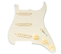 Musiclily Pro SE Pre-wired Standard SSS Pickguard with Staggered Alnico 5 Magnet Single Coil Pickups for ST Style Electric Guitar, 3ply Cream