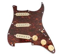 Musiclily Pro SE Pre-wired Standard SSS Pickguard with Staggered Alnico 5 Magnet Single Coil Pickups for ST Style Electric Guitar, Red Tortoise 4ply