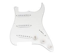 Musiclily Pro SE Pre-wired Standard SSS Pickguard with Staggered Alnico 5 Magnet Single Coil Pickups for ST Style Electric Guitar, 3ply White