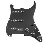Musiclily Pro SE SSS Pre-wired Loaded Pickguard with Staggered Alnico 5 Single Coil Pickups Set for Strat Style Electric Guitar, 3ply Black