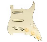 Musiclily Pro-SE ST-DPHA Pre-wired SSS Guitar Pickguard 3Ply Cream | with Alnico 5 Mini Rail Humbucker, for Strat Style Electric Guitar