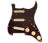 Musiclily Pro-SE ST-DPHA Pre-wired SSS Guitar Pickguard 4Ply Tortoise Shell | with Alnico 5 Mini Rail Humbucker, for Strat Style Electric Guitar