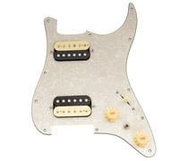 Musiclily Pro SE ST-HH-OMHA Pre-wired Standard HH Pickguard with Alnico 5 Magnet Humbuckers Mini Toggle Switch for ST Style Electric Guitar, 4ply Aged White Pearl