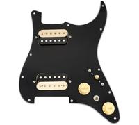 Musiclily Pro SE ST-HH-OMHA Pre-wired Standard HH Pickguard with Alnico 5 Magnet Humbuckers Mini Toggle Switch for ST Style Electric Guitar, 3ply Black with Zebra Pickup