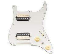 Musiclily Pro SE ST-HH-OMHA Pre-wired Standard HH Pickguard with Alnico 5 Magnet Humbuckers Mini Toggle Switch for ST Style Electric Guitar, 3ply Aged White