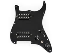 Musiclily Pro SE ST-HH-OMHA Pre-wired Standard HH Pickguard with Alnico 5 Magnet Humbuckers Mini Toggle Switch for ST Style Electric Guitar, 3ply Black