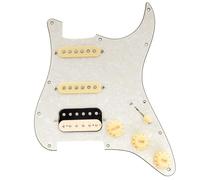 Musiclily Pro SE ST-HSS-60SE Pre-wired Standard HSS Pickguard with Alnico 5 Magnet Pickups 5-Way Super Switch for ST Style Electric Guitar, 4ply Aged White Pearl