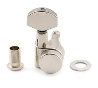 Musiclily Pro Single 15:1 Ratio 2-Pin Full Sealed Locking Machine Head Bass Side Tuner Tuning Peg Key with Hex Button for SQ Strat Tele Style Electric Guitar, Nickel