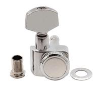 Musiclily Pro Single 16:1 Ratio 2-Pin Full Sealed Locking Machine Head Bass Side Tuner Tuning Peg Key with Hex Button for Fender Strat Tele Style Electric Guitar, Chrome