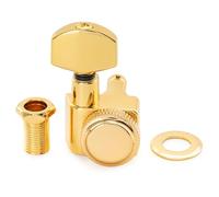 Musiclily Pro Single 18:1 Ratio 2-Pin Full Sealed Locking Machine Head Bass Side Tuner Tuning Peg Key with Hex Button for Fender Strat Tele Style Electric Guitar, Gold