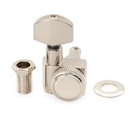 Musiclily Pro Single 18:1 Ratio 2-Pin Full Sealed Locking Machine Head Bass Side Tuner Tuning Peg Key with Hex Button for Fender Strat Tele Style Electric Guitar, Nickel