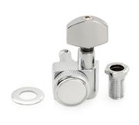 Musiclily Pro Single 18:1 Ratio 2-Pin Full Sealed Locking Machine Head Treble Side Tuner Tuning Peg Key with Hex Button for Fender Strat Tele Style Electric Guitar, Chrome