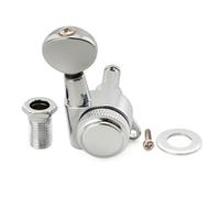 Musiclily Pro Single 18:1 Ratio Full Sealed Locking Machine Head Bass Side Tuner Tuning Peg Key with Vintage Oval Button 45 Degree Screw for Strat Tele Style Electric Guitar, Chrome