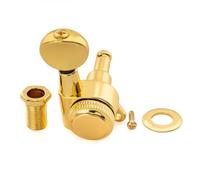 Musiclily Pro Single 18:1 Ratio Full Sealed Locking Machine Head Bass Side Tuner Tuning Peg Key with Vintage Oval Button 45 Degree Screw for Strat Tele Style Electric Guitar, Gold