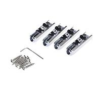 Musiclily Pro Single Individual String Lock-Down Bass Bridge for 4-String Electric Bass, Chrome (Set of 4)