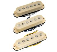 Musiclily Pro ST-60SE Staggered Alnico 5 Single Coil Neck Middle Bridge Pickups Set for Strat Style Electric Guitar, Cream