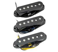 Musiclily Pro ST-60SE Staggered Alnico 5 Single Coil Neck Middle Bridge Pickups Set for Strat Style Electric Guitar, Black