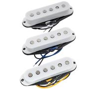 Musiclily Pro ST-60SE Staggered Alnico 5 Single Coil Neck Middle Bridge Pickups Set for Strat Style Electric Guitar, White