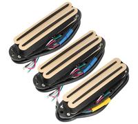 Musiclily Pro ST-DPHA Alnico 5 Dual Single Coil Sized Humbucker Super Distortion Neck Middle Bridge Pickups Set for Strat Style Electric Guitar, Cream Body Black Rail