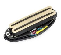 Musiclily Pro ST-DPHC Ceramic Dual Single Coil Sized Humbucker Pickup 13.2K Super Distortion for Strat Style Electric Guitar, Cream Body Black Rail