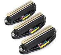 Musiclily Pro ST-DPHC Ceramic Rail Blade Single Coil Sized Humbucker Pickups Set 13.2K Super Distortion for Strat Style Electric Guitar, Zebra Body Chrome Rail (Set of 3)