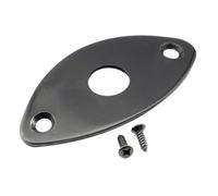 Musiclily Pro Steel Curved Oval Jack Plate for Electric Guitar and Bass, Black