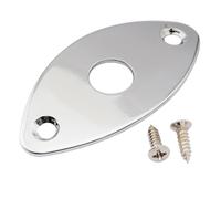 Musiclily Pro Steel Curved Oval Jack Plate for Electric Guitar and Bass, Chrome