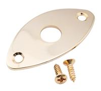 Musiclily Pro Steel Curved Oval Jack Plate for Electric Guitar and Bass, Gold